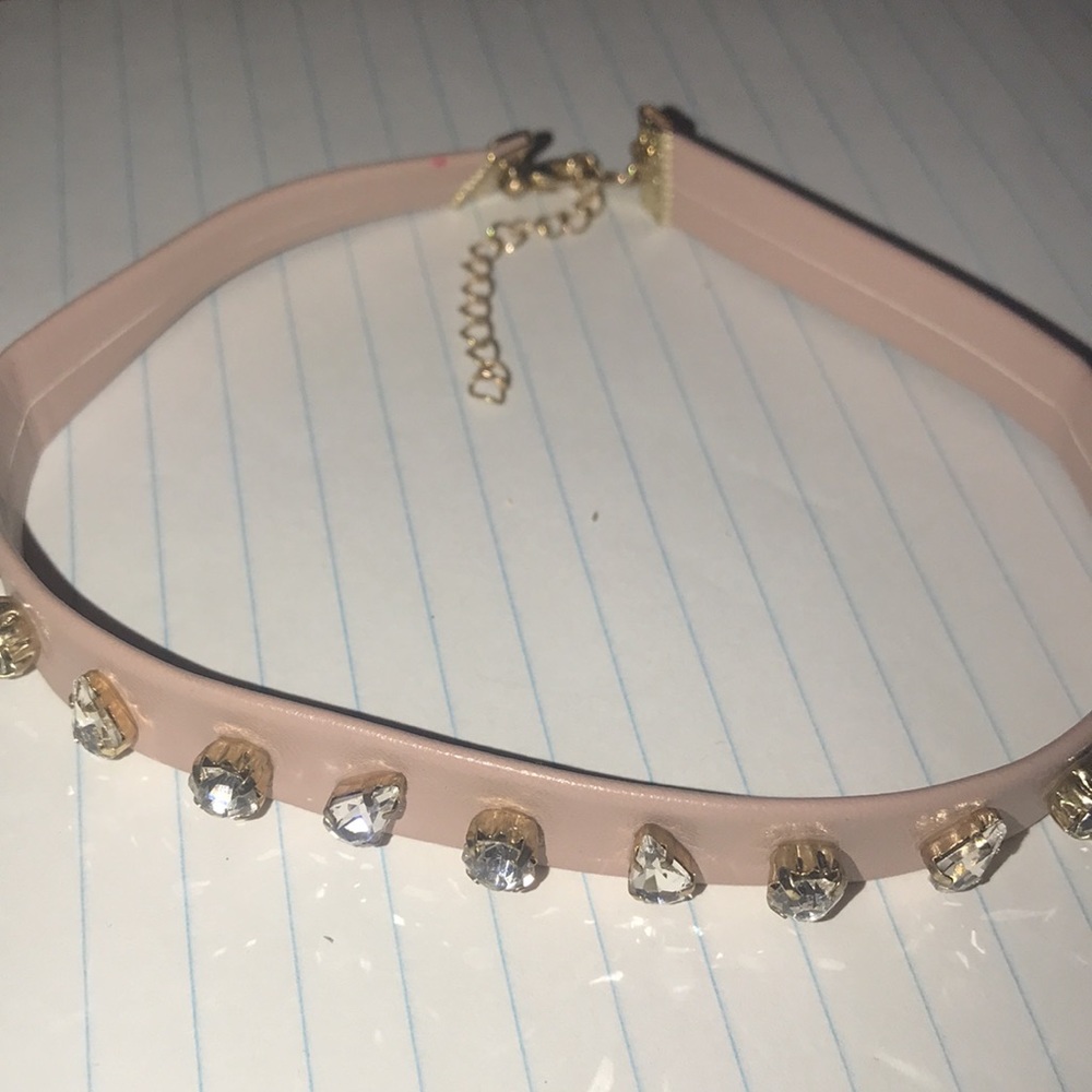 Beautiful blush-pink choker with geometric gems. Gently used. Faux leather